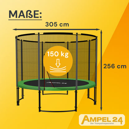 Deluxe Trampolin Ø 305 cm (Netz außen, grün, bis 150 kg)_9