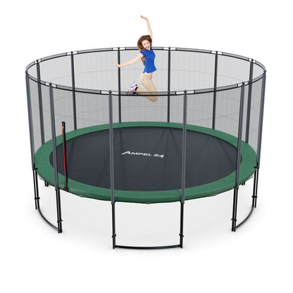 Deluxe Trampolin Ø 430 cm (Netz außen, grün, bis 160 kg)_1