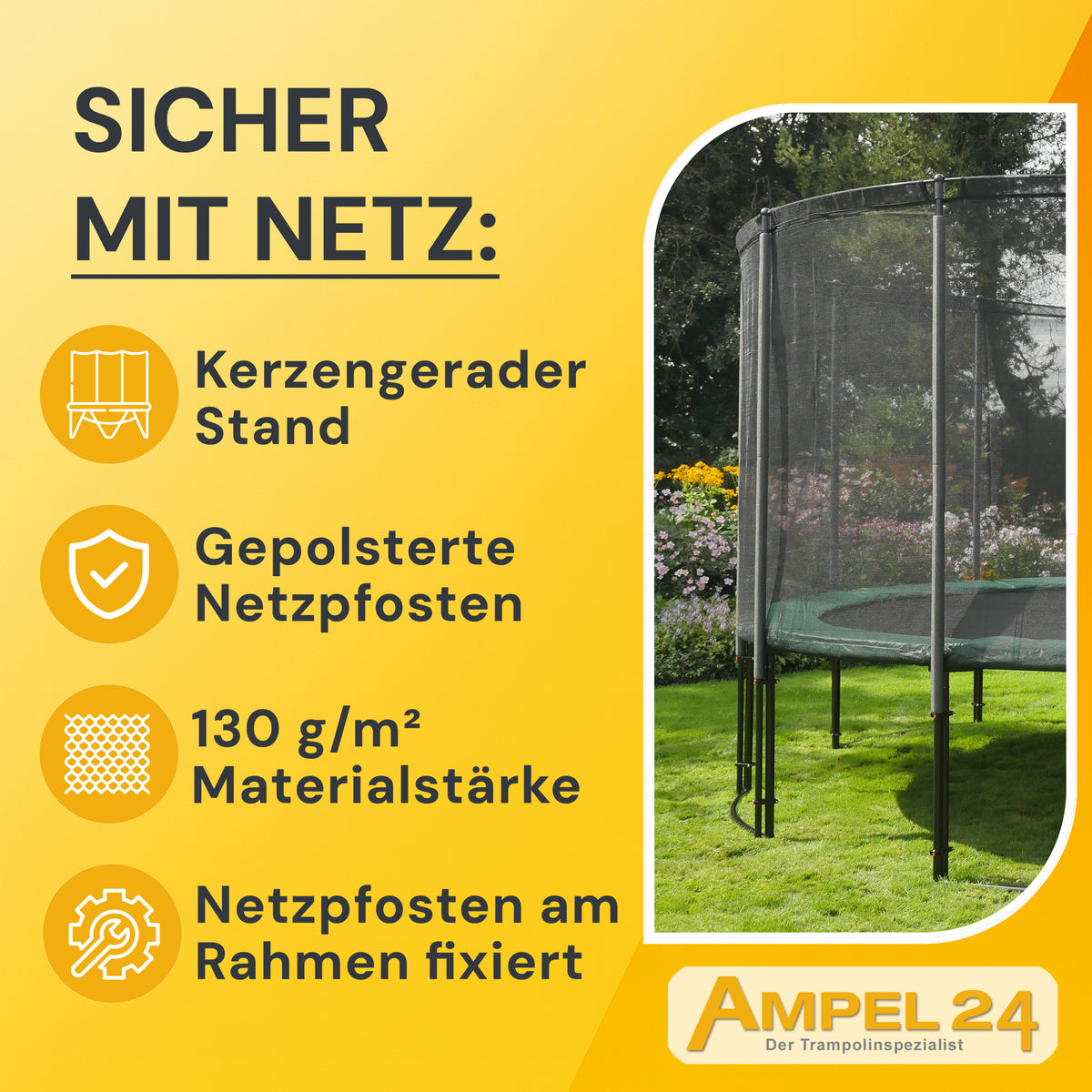 Deluxe Trampolin Ø 430 cm (Netz außen, grün, bis 160 kg)_3