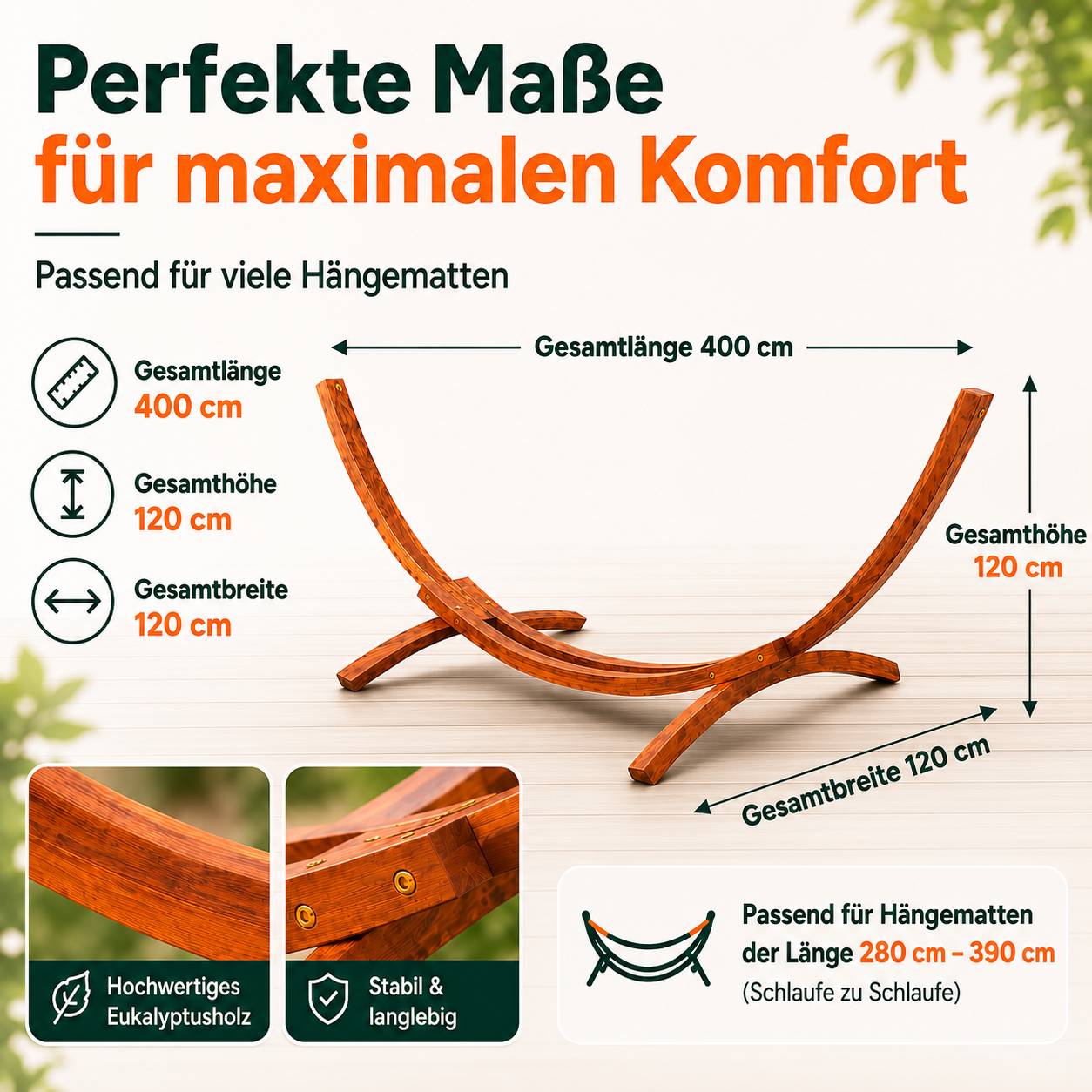 Hängemattengestell MADAGASKAR, 400x120x120 cm_4