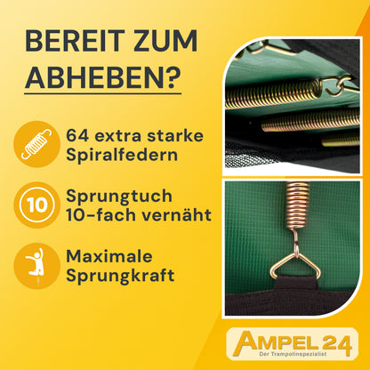 Deluxe Trampolin Ø 305 cm (Netz außen, grün, bis 150 kg)_5