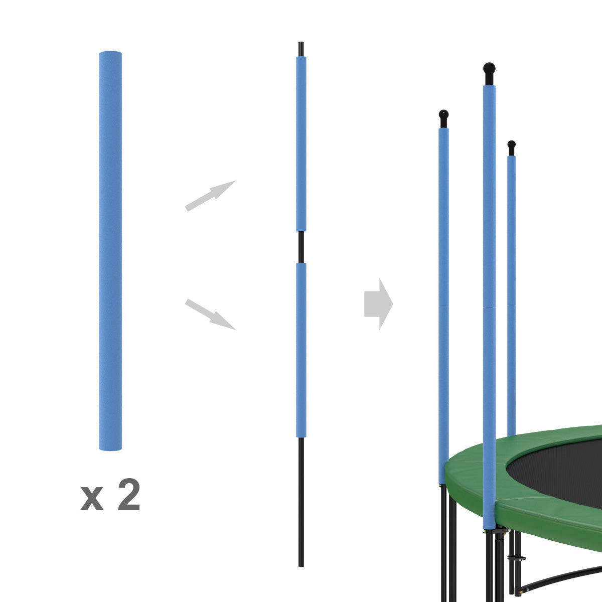 12 x Ersatz Schaumpolster für 3 Netzpfosten, blau_4