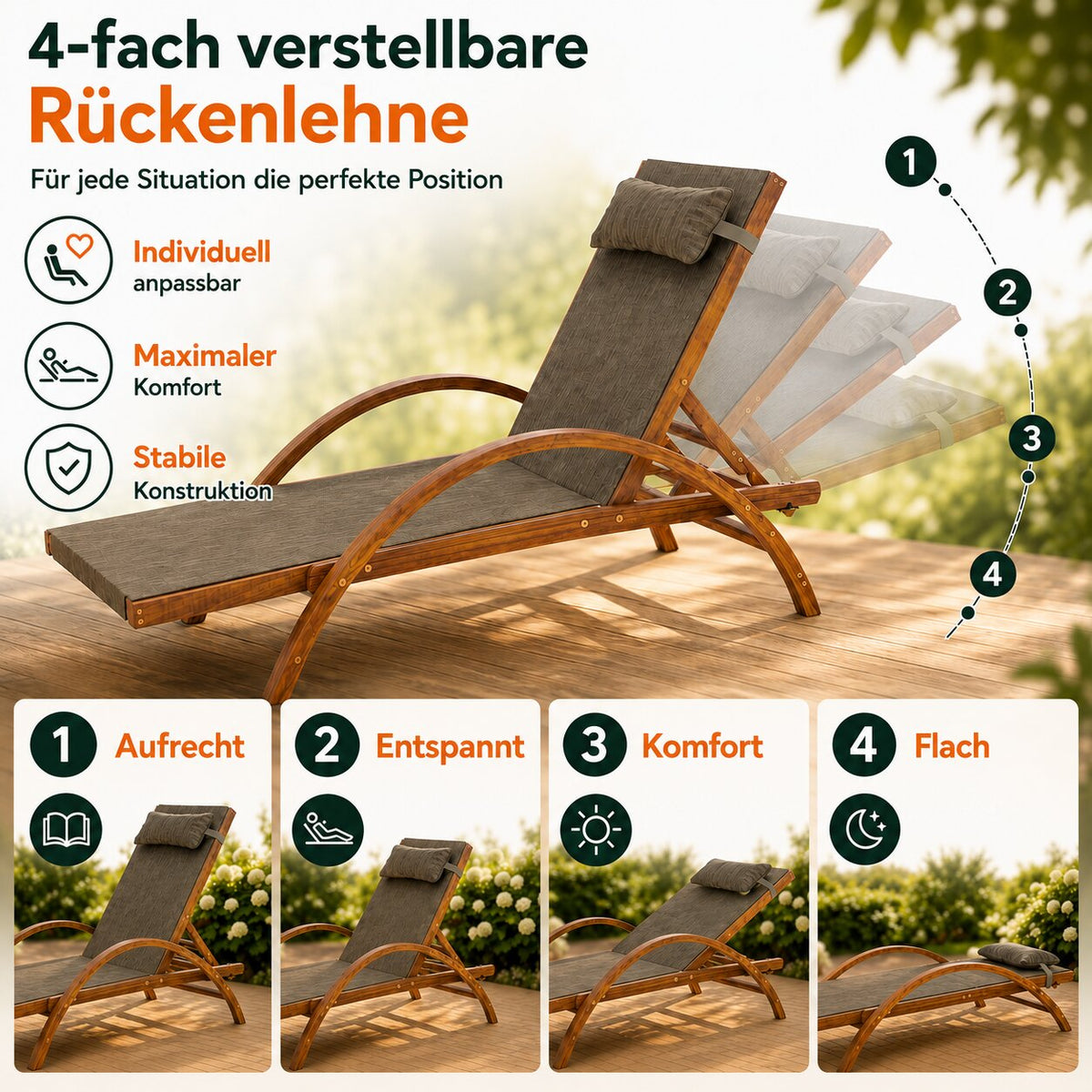 Liegestuhl KARIBIK, verstellbare Rückenlehne_5