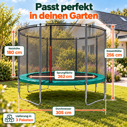 Klassik Trampolin Ø 305 cm (grün, bis 150 kg)_3